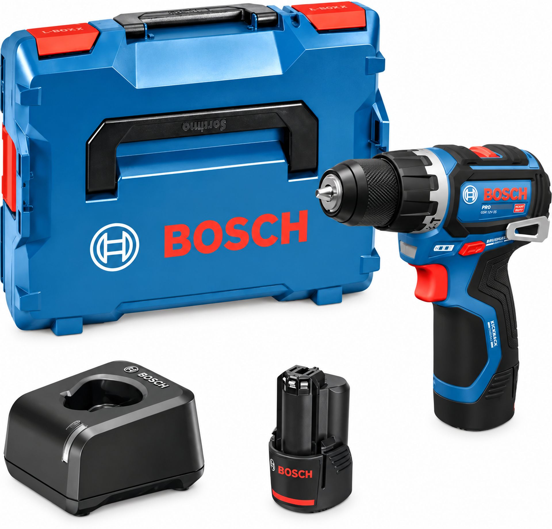 BOSCH GSB12V-32 PROFESSIONAL Aku příklepový šroubovák, 2x 12V/2,0Ah, L-BOXX 06019G9502