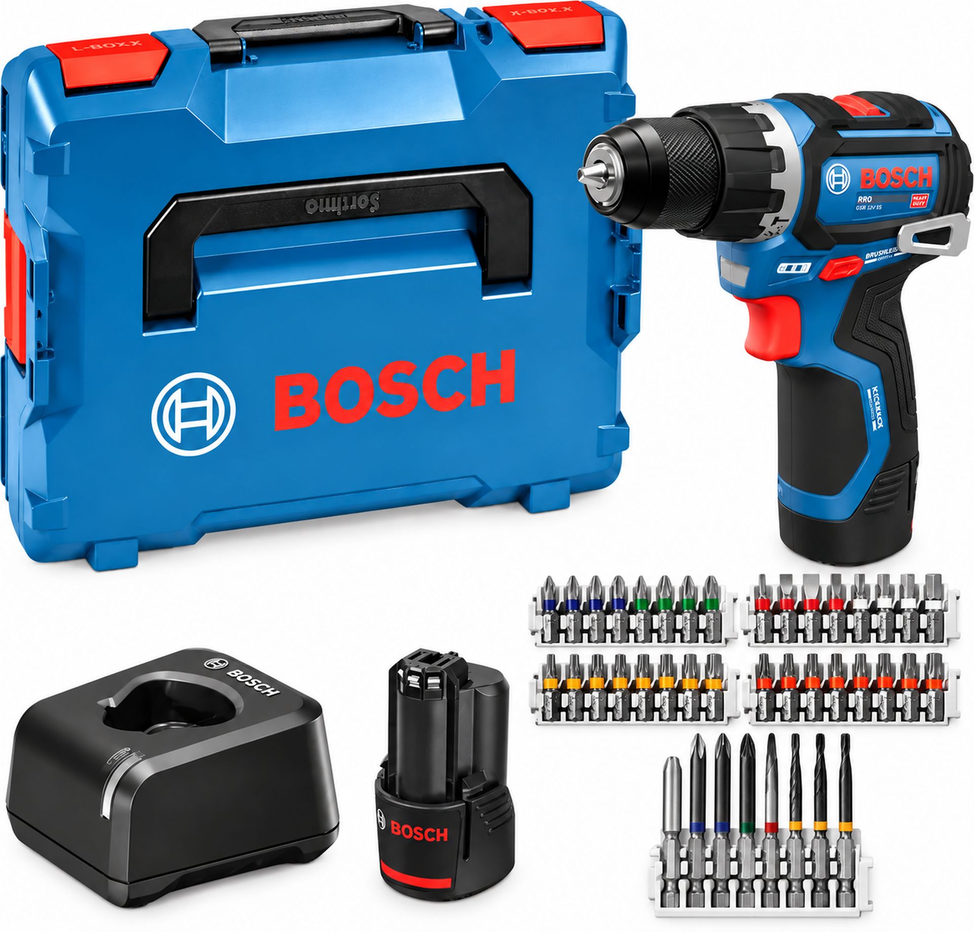BOSCH GSB12V-32 PROFESSIONAL Aku příklepový šroubovák, 2x 12V/2,0Ah, L-BOXX 06019G9502