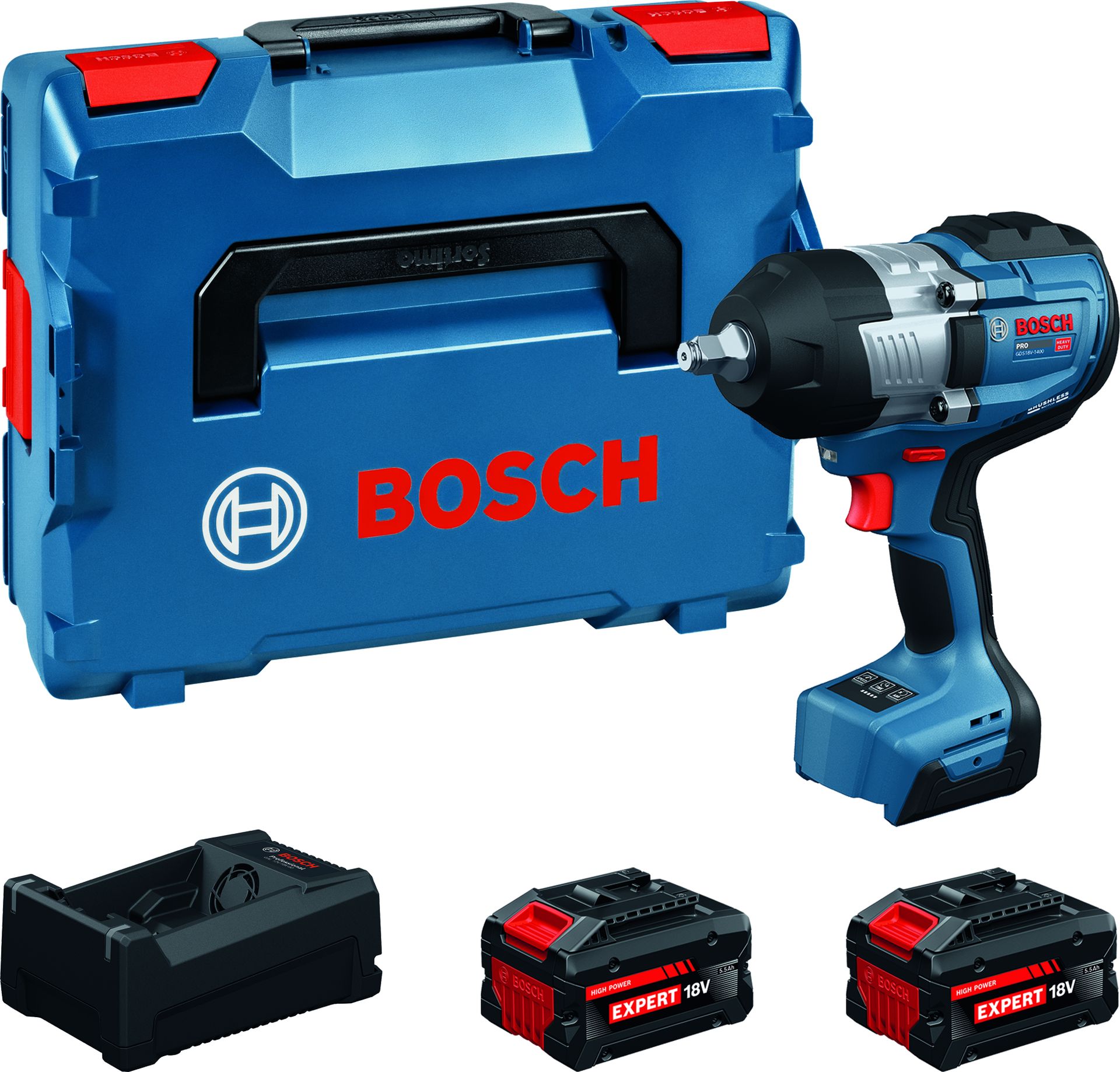 BOSCH GDS18V-1400 PROFESSIONAL Akumulátorový rázový utahovák, 2x5,5Ah, L-BOXX 06019R5002