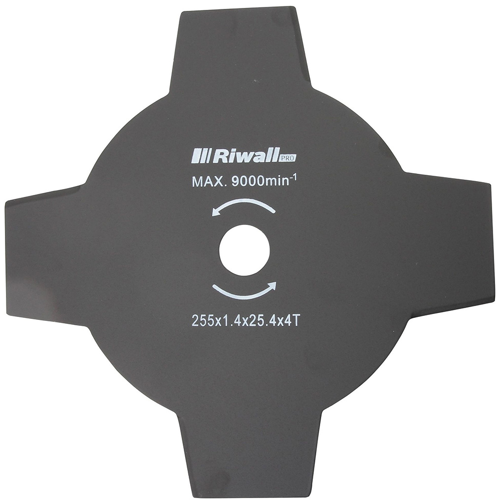 Riwall PRO Žací nôž štvorzubý ku krovinorezu pr. 255mm, vnútorný pr. 25,4mm, hrúbka 1,4mm
