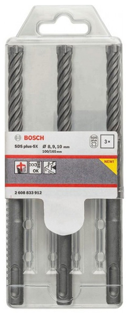 BOSCH Sada vrtákov SDS plus-5X, 3 ks pr. 6/8/10 mm 2608833912