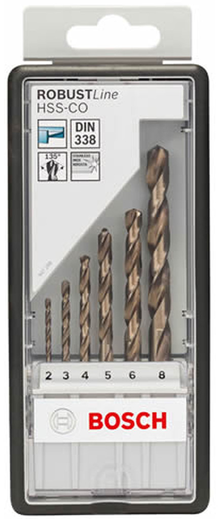 BOSCH 6-dielna sada vrtákov do kovu HSS-Co Robust Line, 2 – 8 mm 2607019924