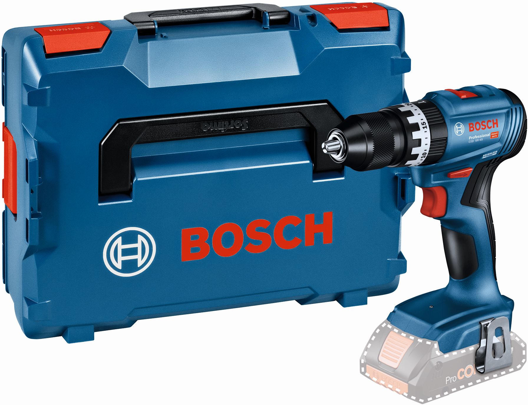 BOSCH GSB 18V-45 PROFESSIONAL Aku príklepová vŕtačka/uťahovač, bez aku, L-BOXX 06019K3301