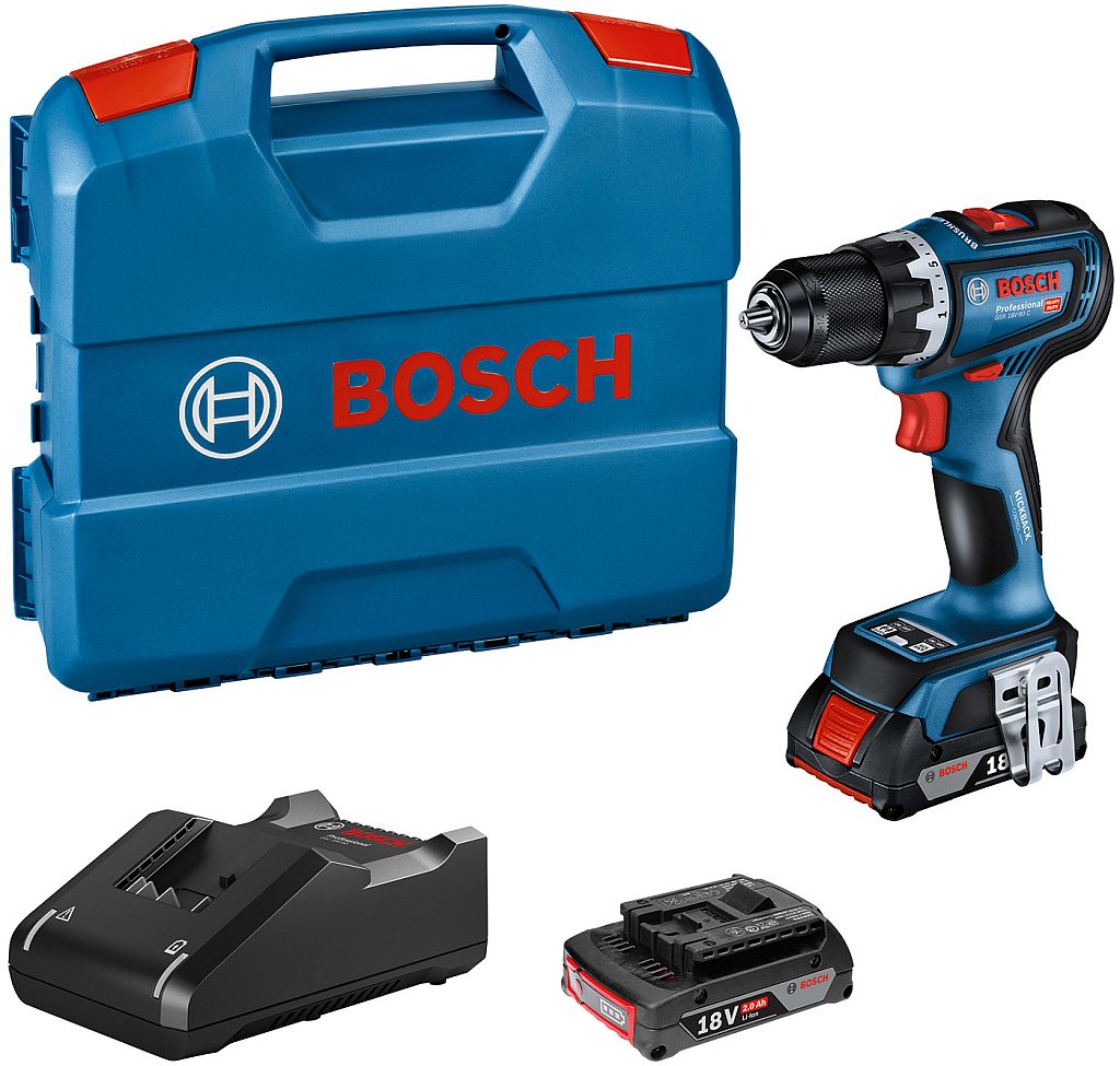 BOSCH GSR 18V-90 C PROFESSIONAL Vŕtací skrutkovač, L-Case, GAL 18V-4, 2×2,0Ah 06019K602