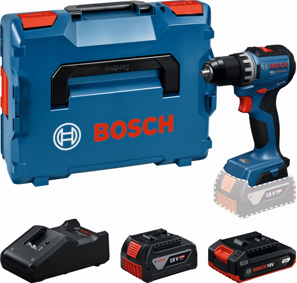 BOSCH GSR18V-52 PROFESSIONAL Aku vŕtací skrutkovač, 1 x 2,0Ah +1 x 4,0Ah,L-BOXX 06019S0024