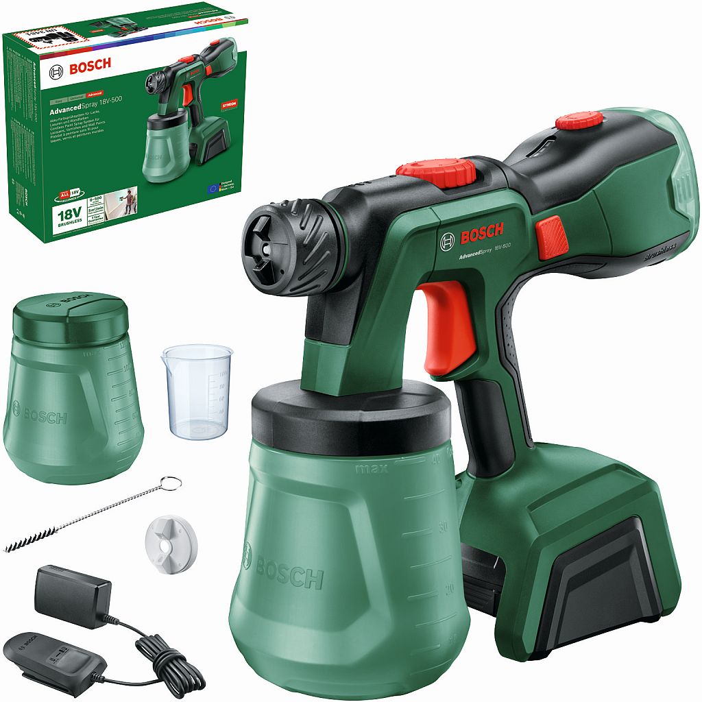 BOSCH AdvancedSpray 18V-500 akumulátorová striekacia pištoľ (1x4,0 Ah) 0603208201