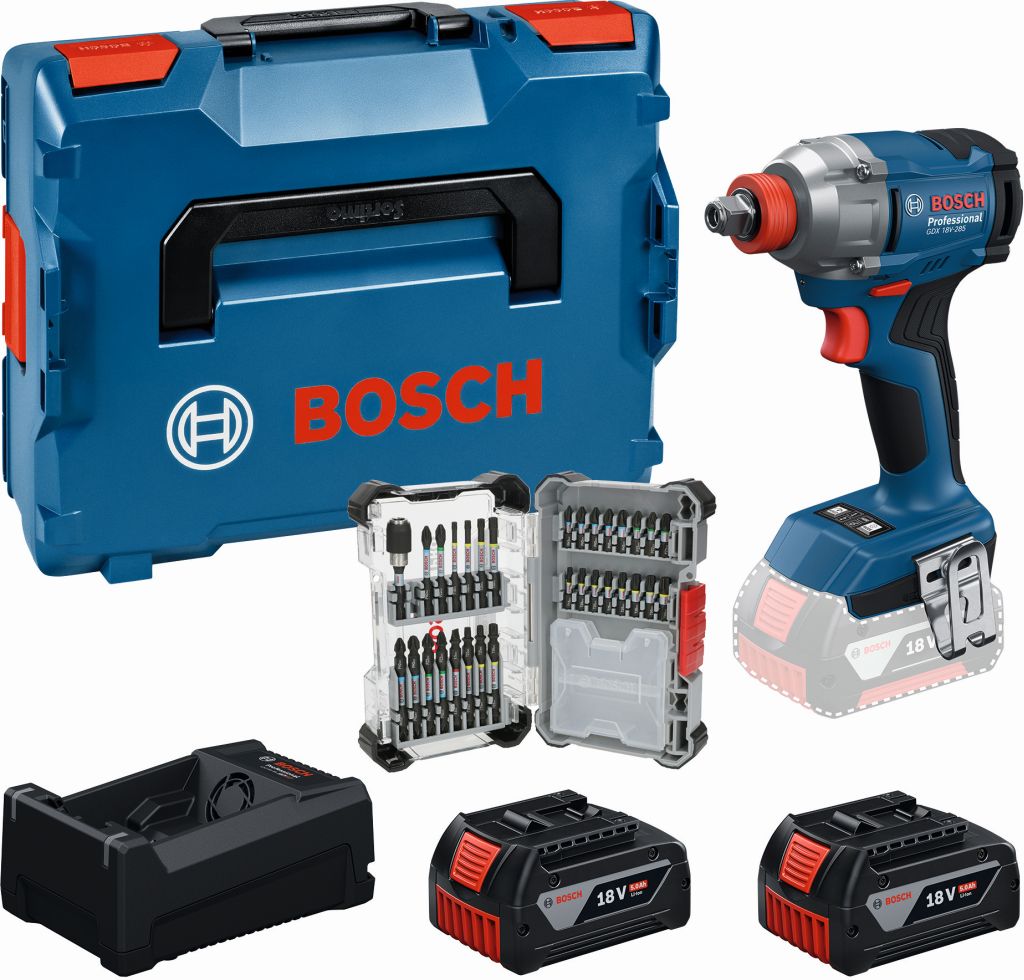 BOSCH Súprava náradia PROFESSIONAL GDX 18V-285+2×GBA 5.0Ah+31-dielna sada bitov 0615A500DY