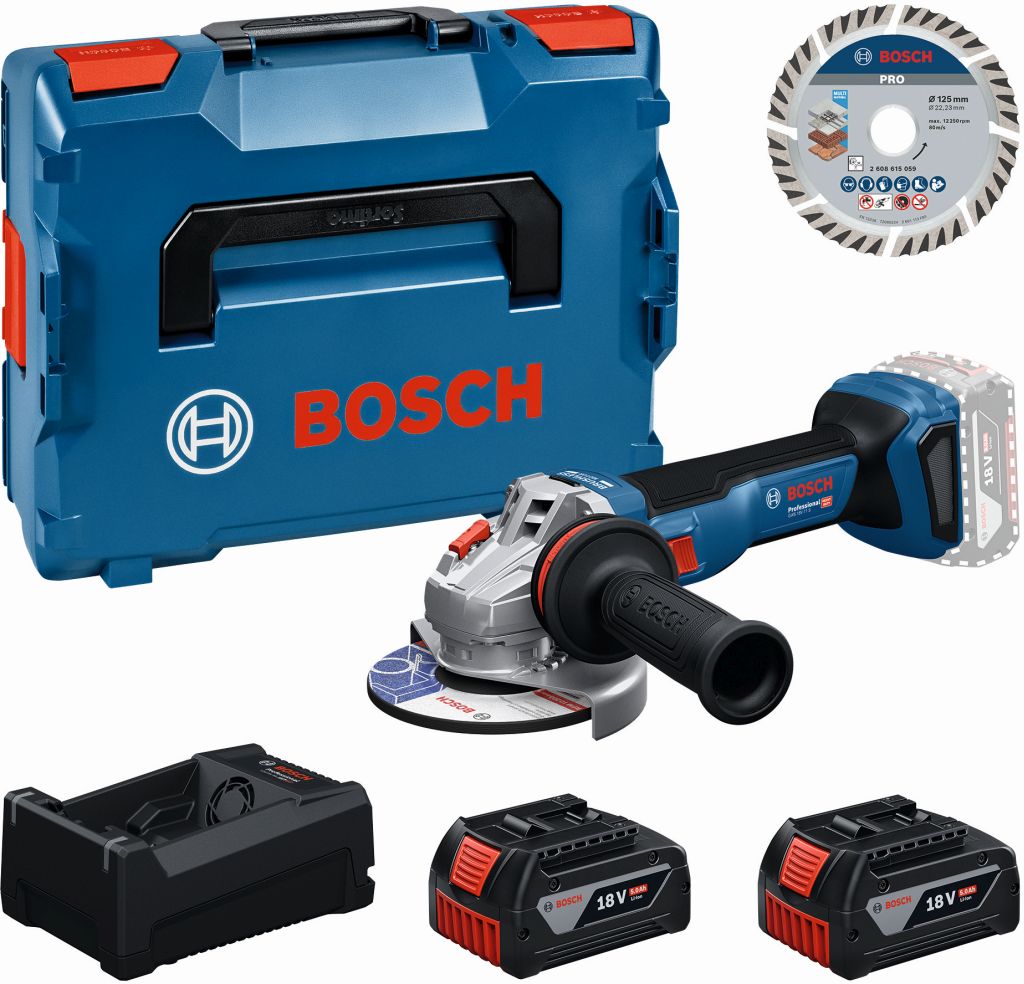 BOSCH GWS 18V-11 S PROFESSIONAL Súprava náradia, 2× GBA 5.0Ah + kotúč + L-BOXX 0615A500E6