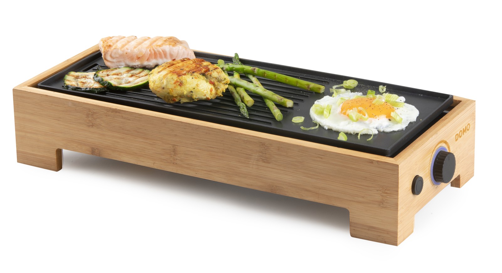 DOMO Bamboo Style Stolný elektrický gril Plancha (36x14cm/1000W) DO9270G