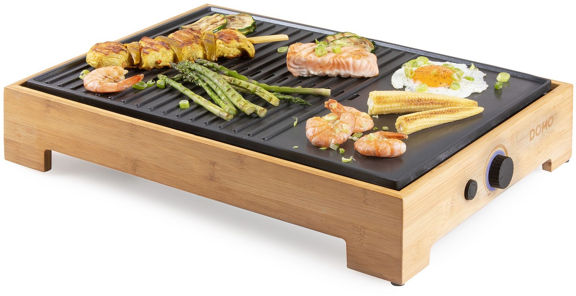 DOMO Bamboo Style Stolný elektrický gril Plancha (42x28cm/1800W) DO9271G